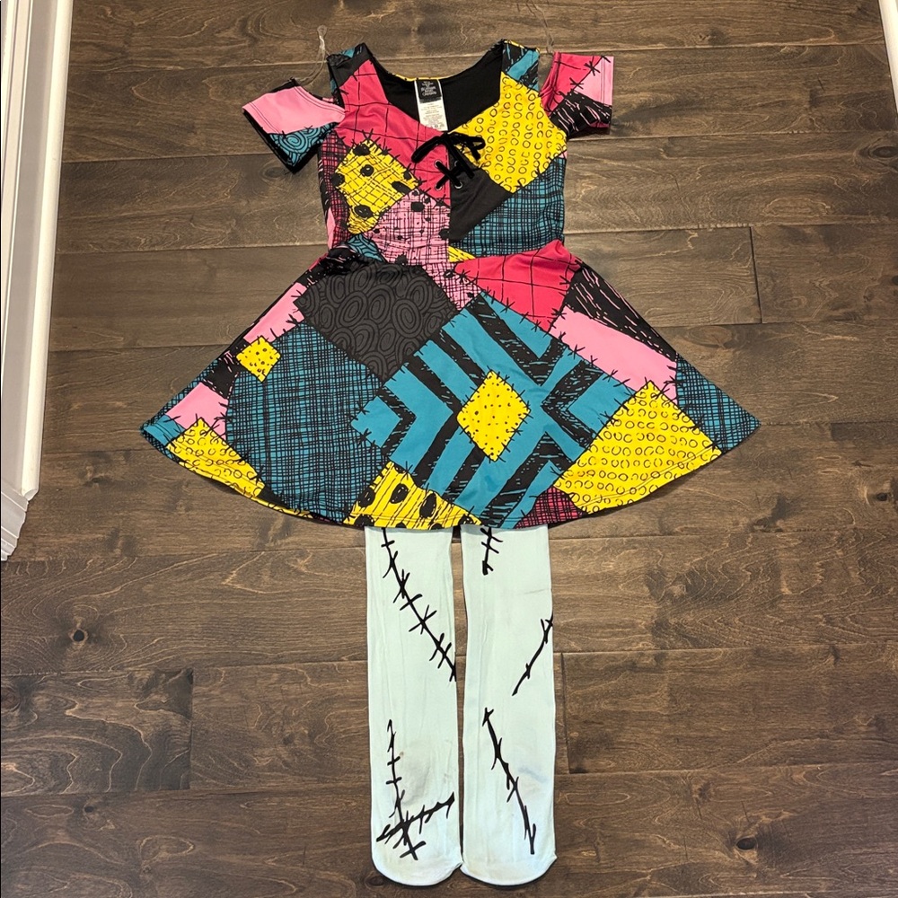 Colorful Patchwork Dress with Leggings